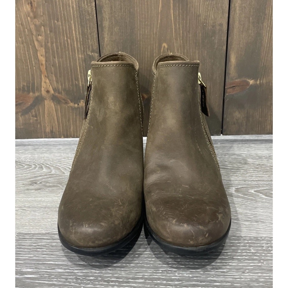 Clarks Collection Ultimate Comfort Brown Leather Ankle Zip Boots Women's Sz 8.5M